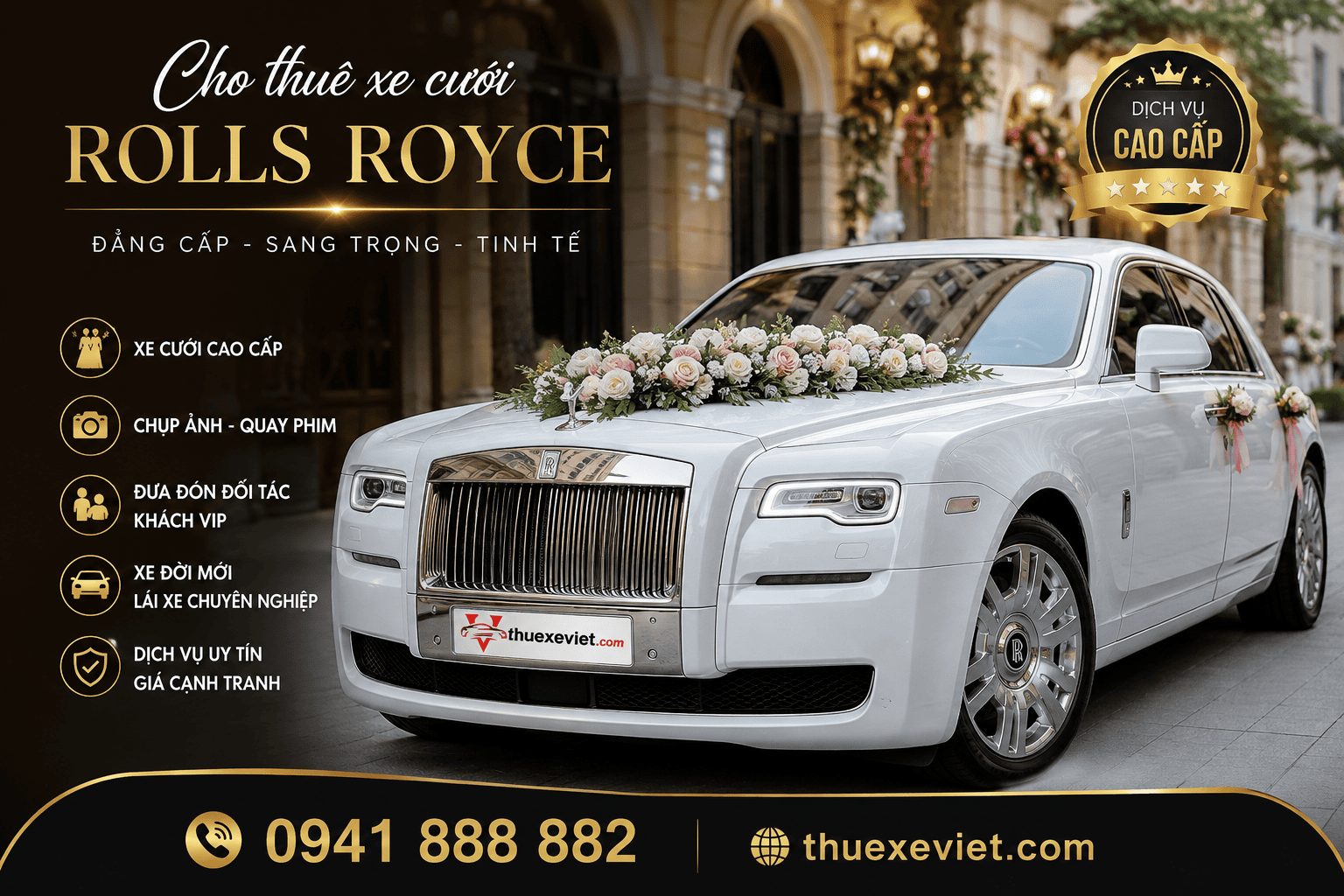 Cho Thuê Xe Rolls Royce Rước Dâu, Chụp Ảnh, Đưa Đón Đối Tác, Quay Phim 6 Cho thuê xe Rolls Royce